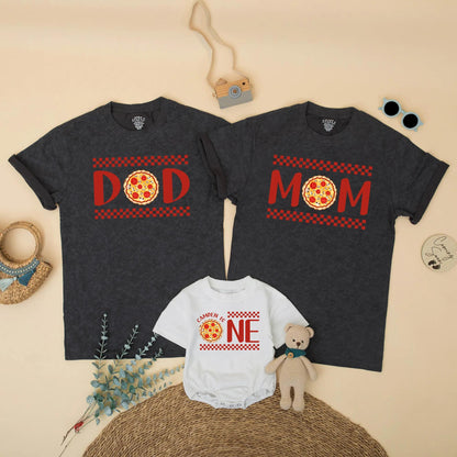 Matching Pizza Party Family Shirts: DOD, MOM, BRO, NE + Pizza! Birthday Outfit for Baby Boy, Toddler & Italian Food Lovers