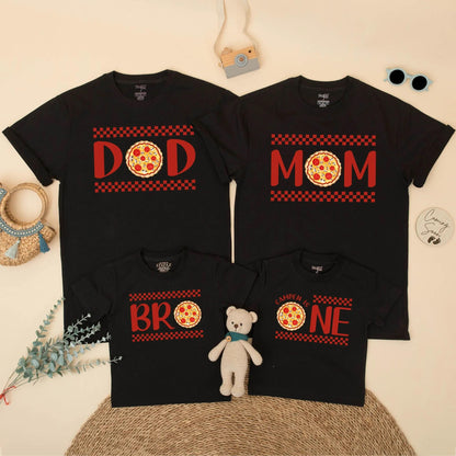 Matching Pizza Party Family Shirts: DOD, MOM, BRO, NE + Pizza! Birthday Outfit for Baby Boy, Toddler & Italian Food Lovers
