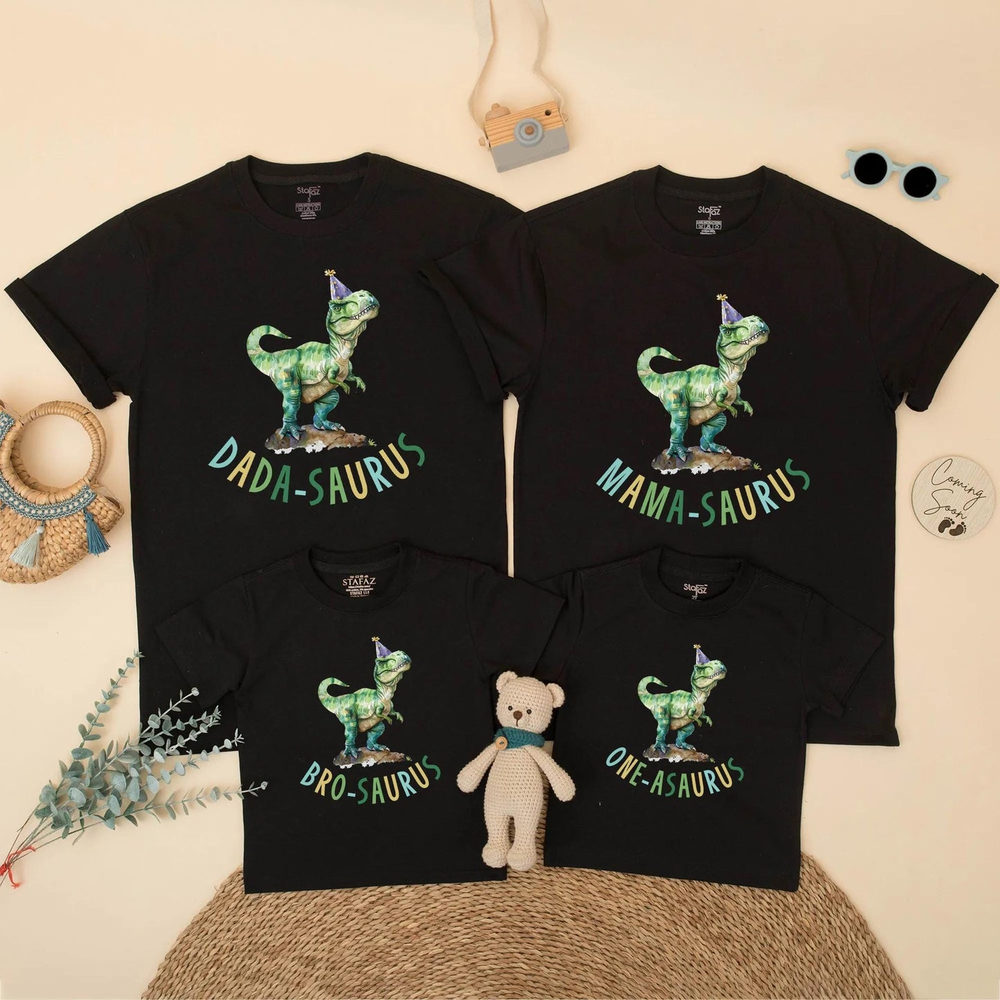 Custom One-Asaurus Birthday Bubble Romper Mama Dada Saurus Dinosaur Matching Family Shirt Dino Party Outfit 