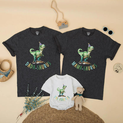 Custom One-Asaurus Birthday Bubble Romper Mama Dada Saurus Dinosaur Matching Family Shirt Dino Party Outfit 