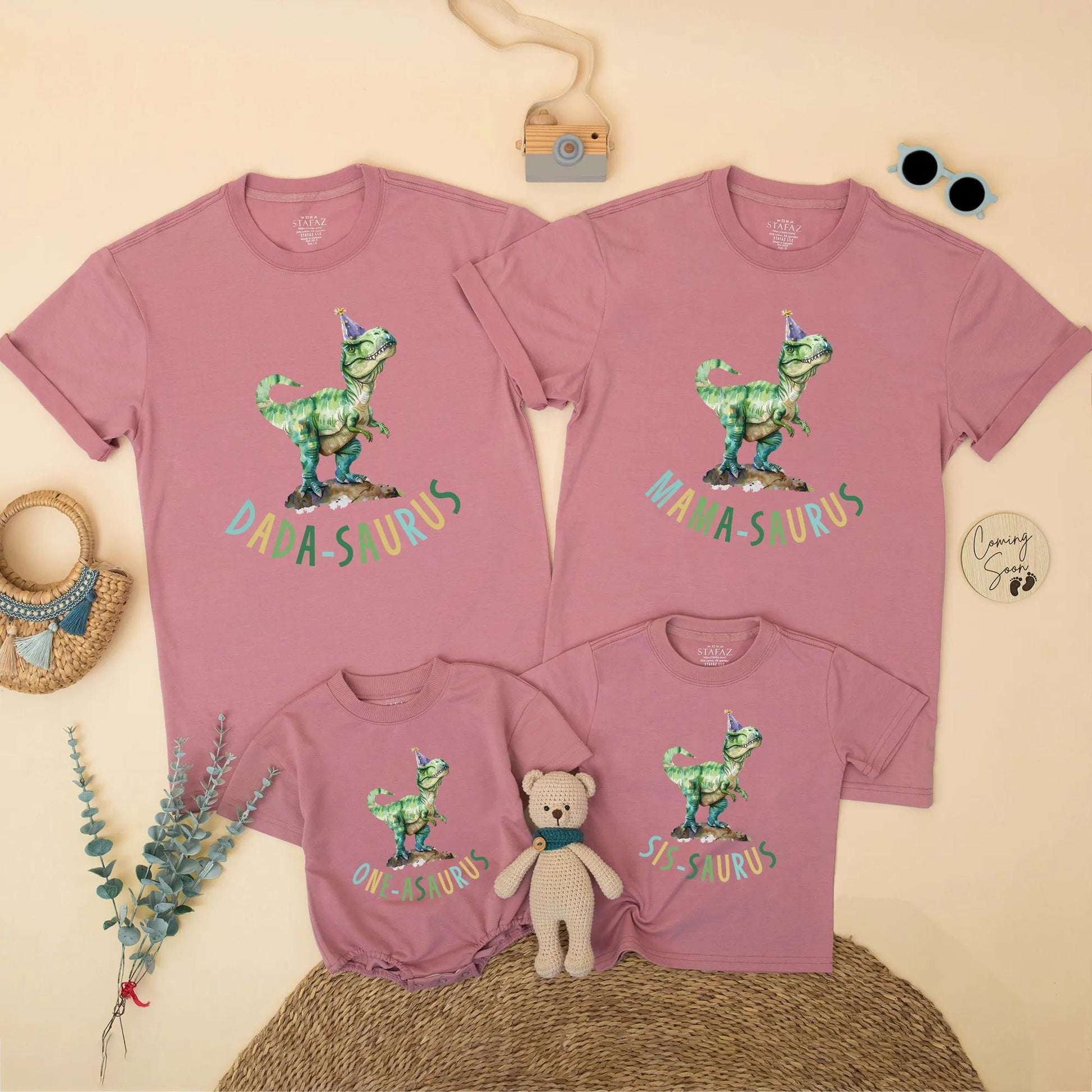 Custom One-Asaurus Birthday Bubble Romper Mama Dada Saurus Dinosaur Matching Family Shirt Dino Party Outfit 
