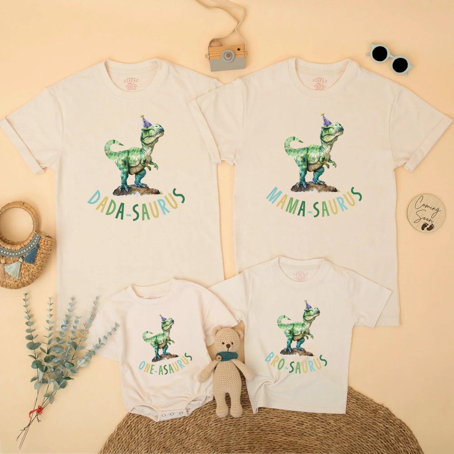 Custom One-Asaurus Birthday Bubble Romper Mama Dada Saurus Dinosaur Matching Family Shirt Dino Party Outfit 
