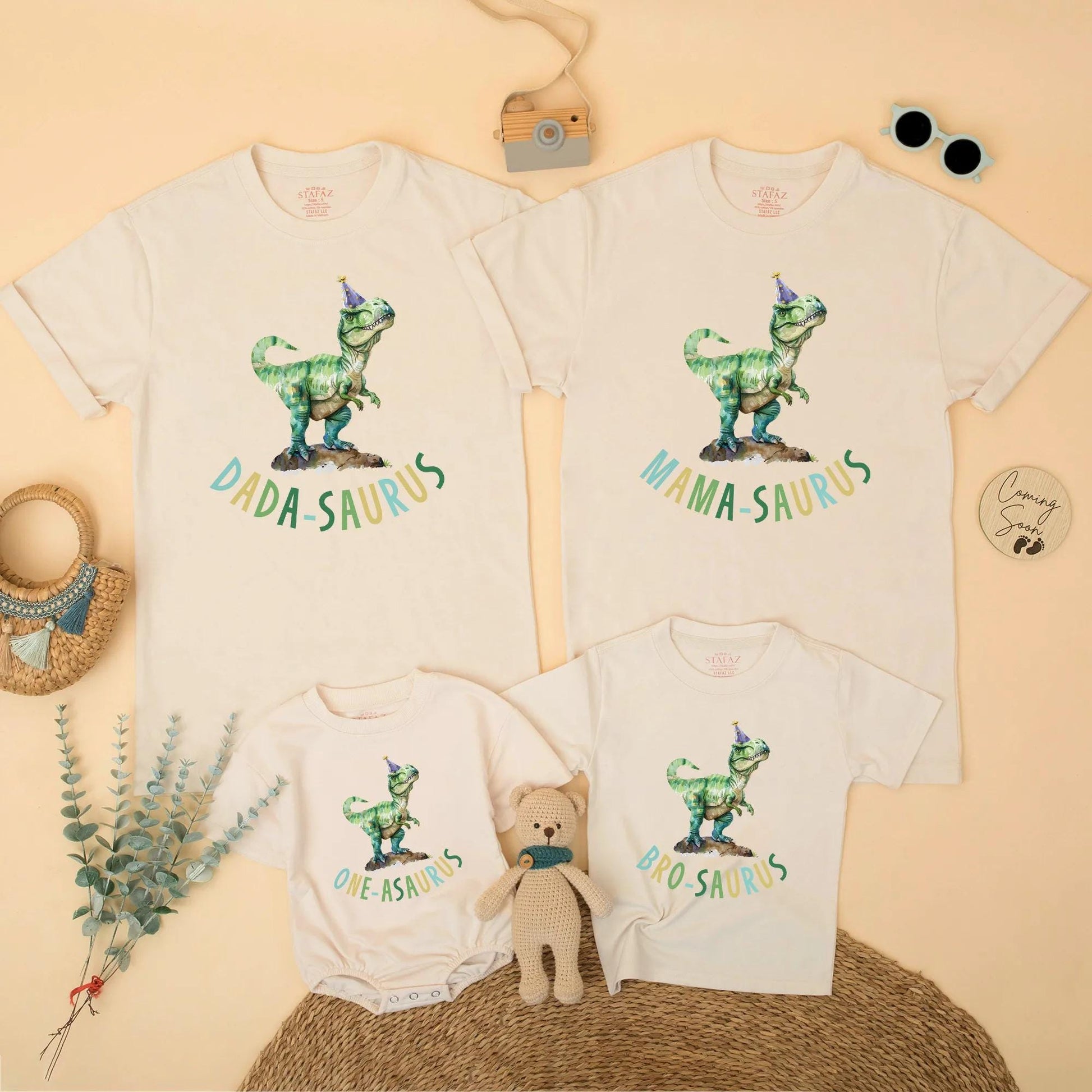 Custom One-Asaurus Birthday Bubble Romper Mama Dada Saurus Dinosaur Matching Family Shirt Dino Party Outfit 