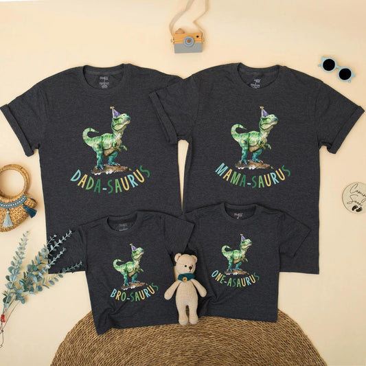 Custom One-Asaurus Birthday Bubble Romper Mama Dada Saurus Dinosaur Matching Family Shirt Dino Party Outfit 