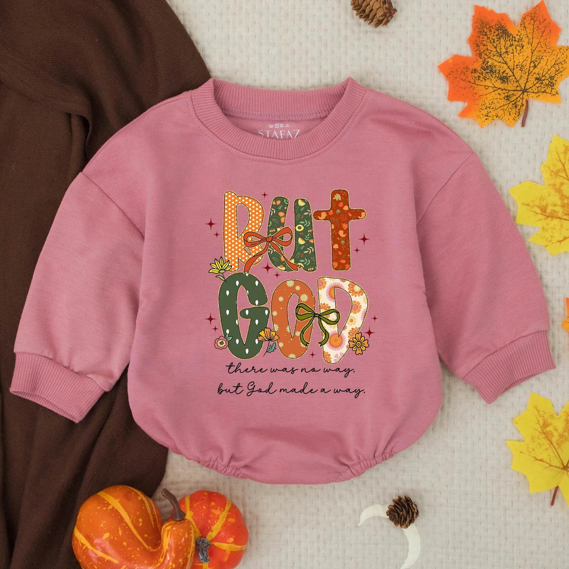 But God Floral Pumpkin Baby Romper, Christian Fall Infant Outfit, Whimsical Thanksgiving Gift, Faith-Based Baby Clothes, Autumn Floral Design Toddler Romper