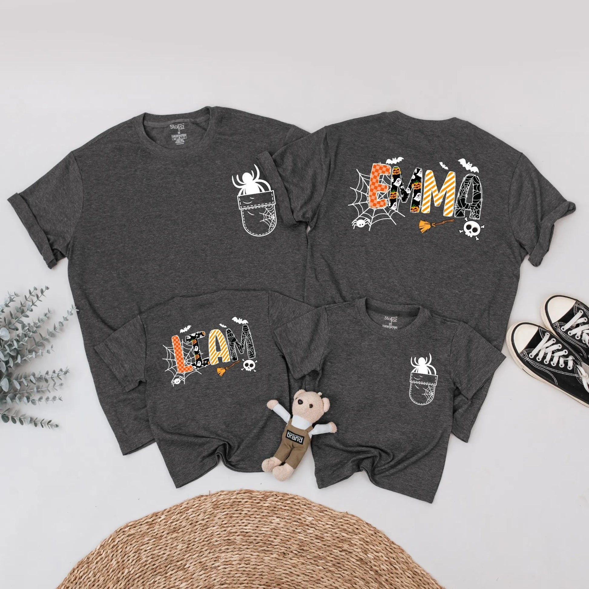 Matching Halloween Family Shirts, Cute Ghost & Spider Tee, Personalized Spooky Outfits for Kids & Adults, Best Halloween Gifts