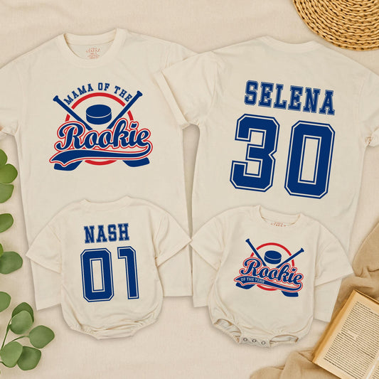 Silly Baby Boy Rookie of the Year 1st Birthday Shirt Funny Hockey Theme One Year Old Tee Vintage Sporty Aesthetic Outfit Blue Red