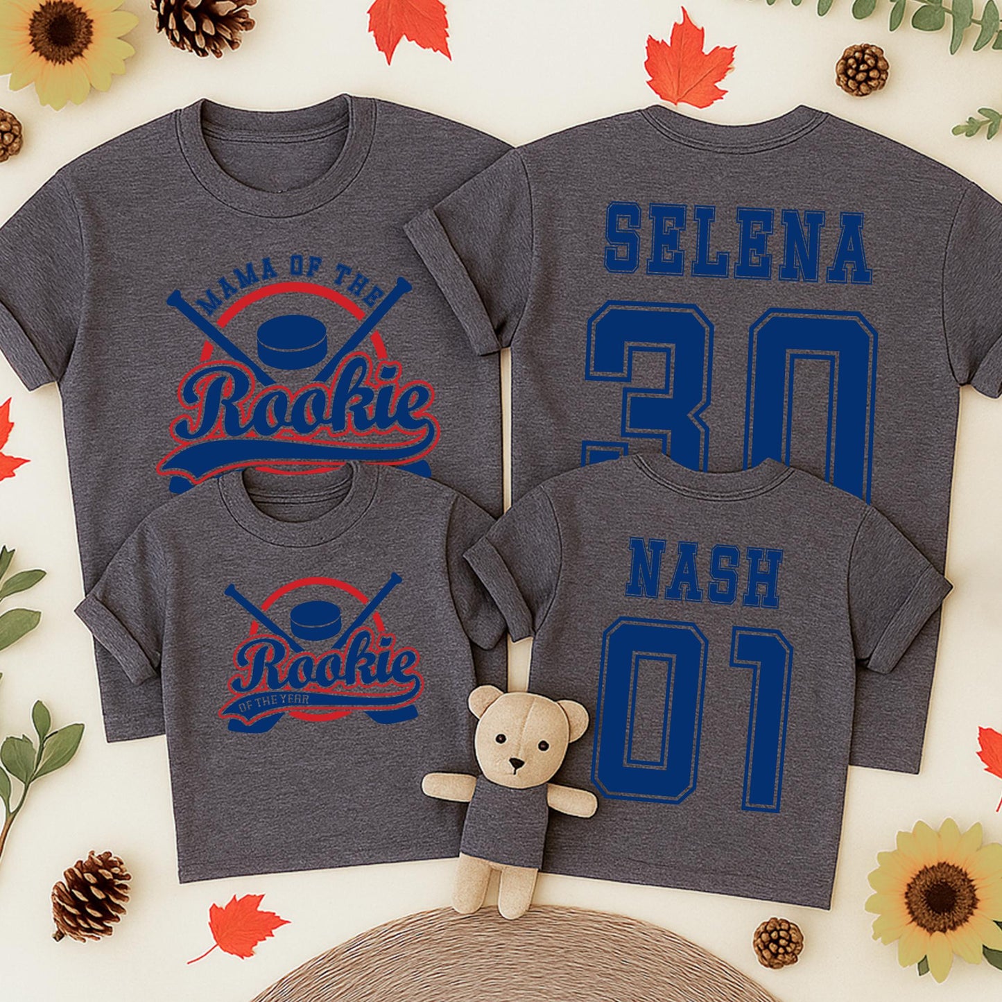 Silly Baby Boy Rookie of the Year 1st Birthday Shirt Funny Hockey Theme One Year Old Tee Vintage Sporty Aesthetic Outfit Blue Red