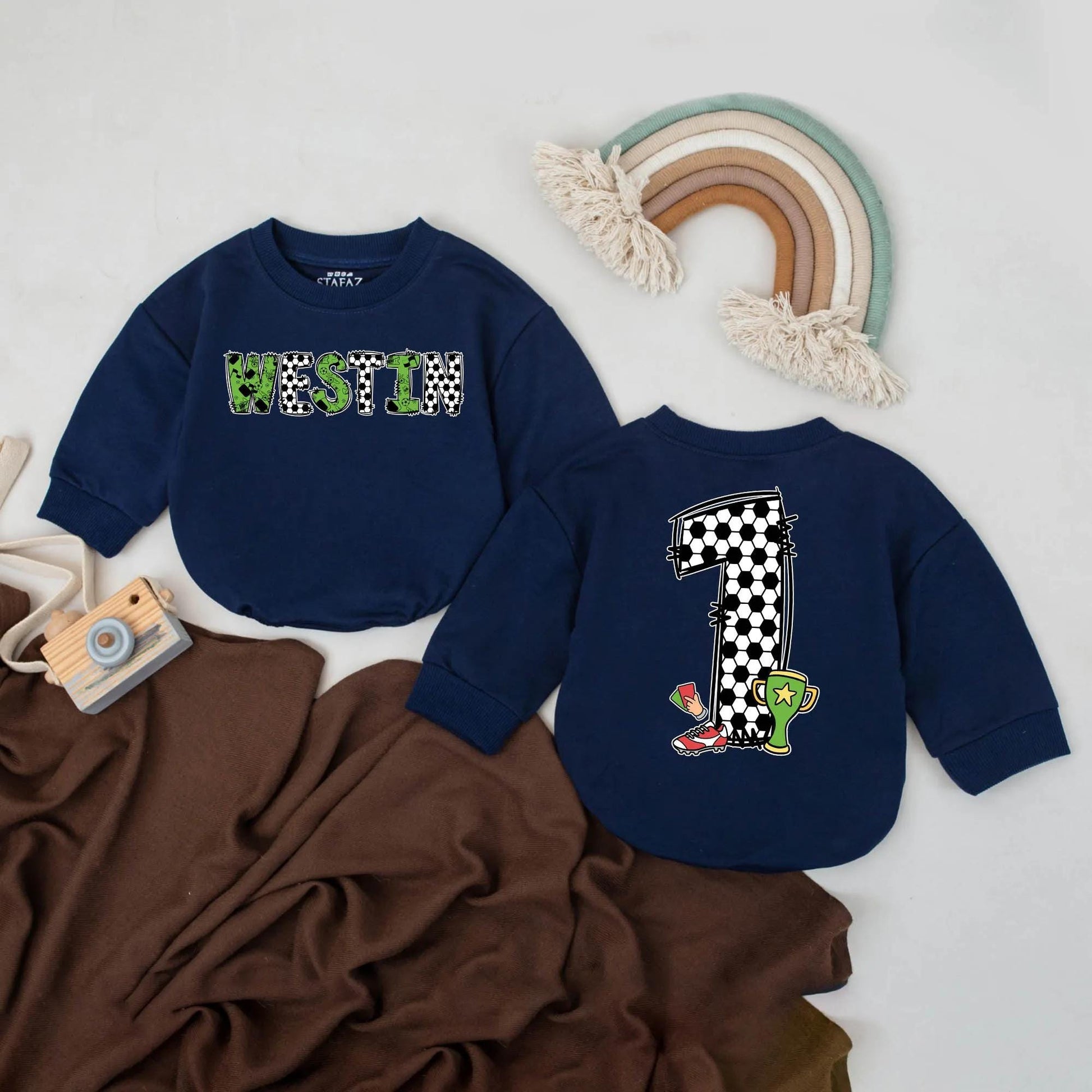 Custom Westin Soccer Baby Romper with Name & Number 1 Jersey Bodysuit Gift, Toddler Sports Outfit, Game Day Fun for Baby Boy or Girl