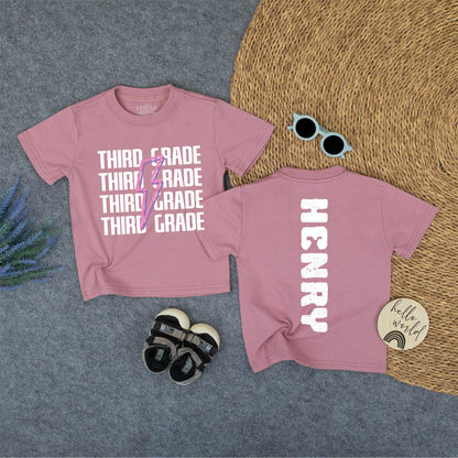 Custom Third Grade Lightning Bolt Name Shirt for Kids Back to School First Day 1st Grade Tee Cute School