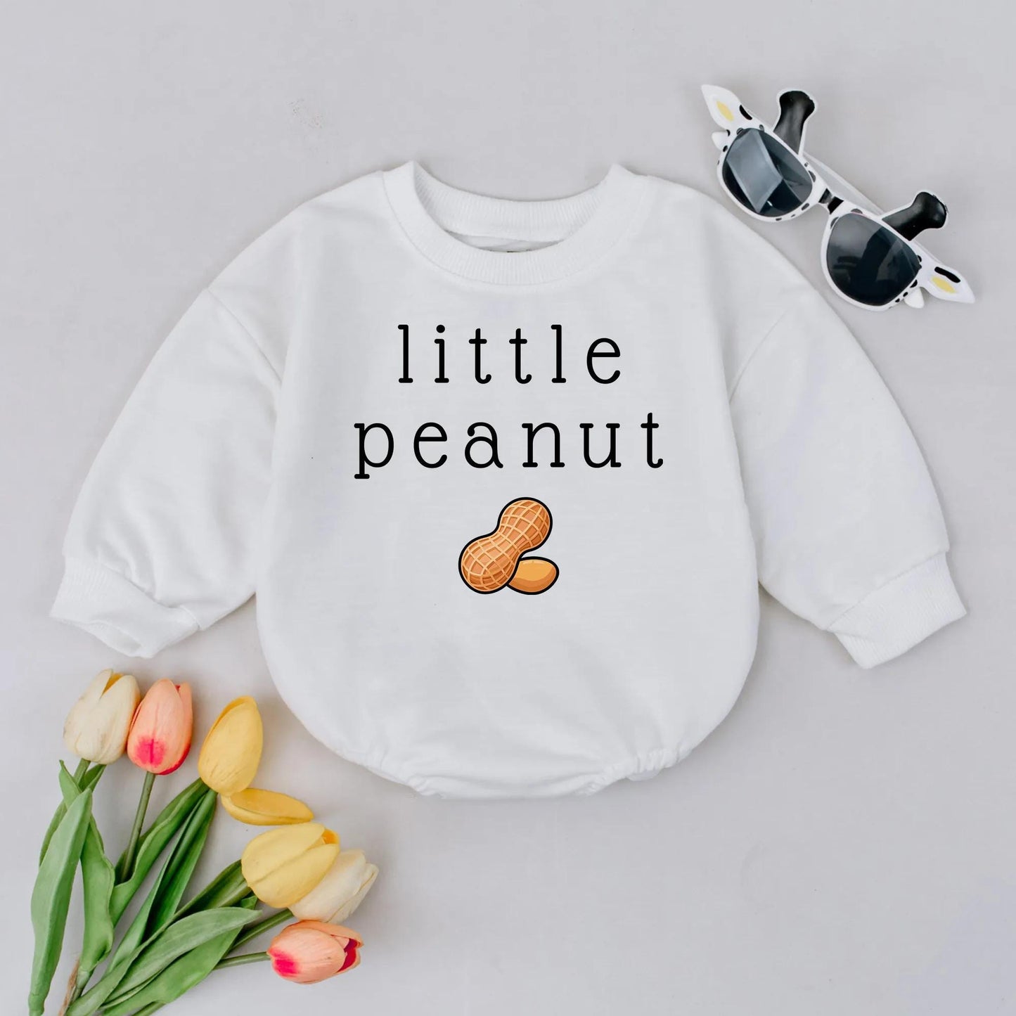 Little Peanut Baby Romper Cute Peanut Illustration Funny Food Bodysuit Baby Announcement Outfit Baby Shower Gift One Birthday Clothes