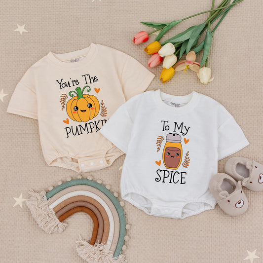 Cute Twins Pumpkin To My Spice Baby Rompers Matching Best Friend Twin Outfits Adorable Halloween Gift for Twins
