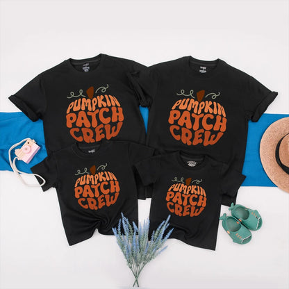 Matching Family Pumpkin Patch Crew Shirts Retro Vintage Fall Design Orange Brown Green Vines for Kids Toddler Little Pumpkin Autumn Holiday Gift