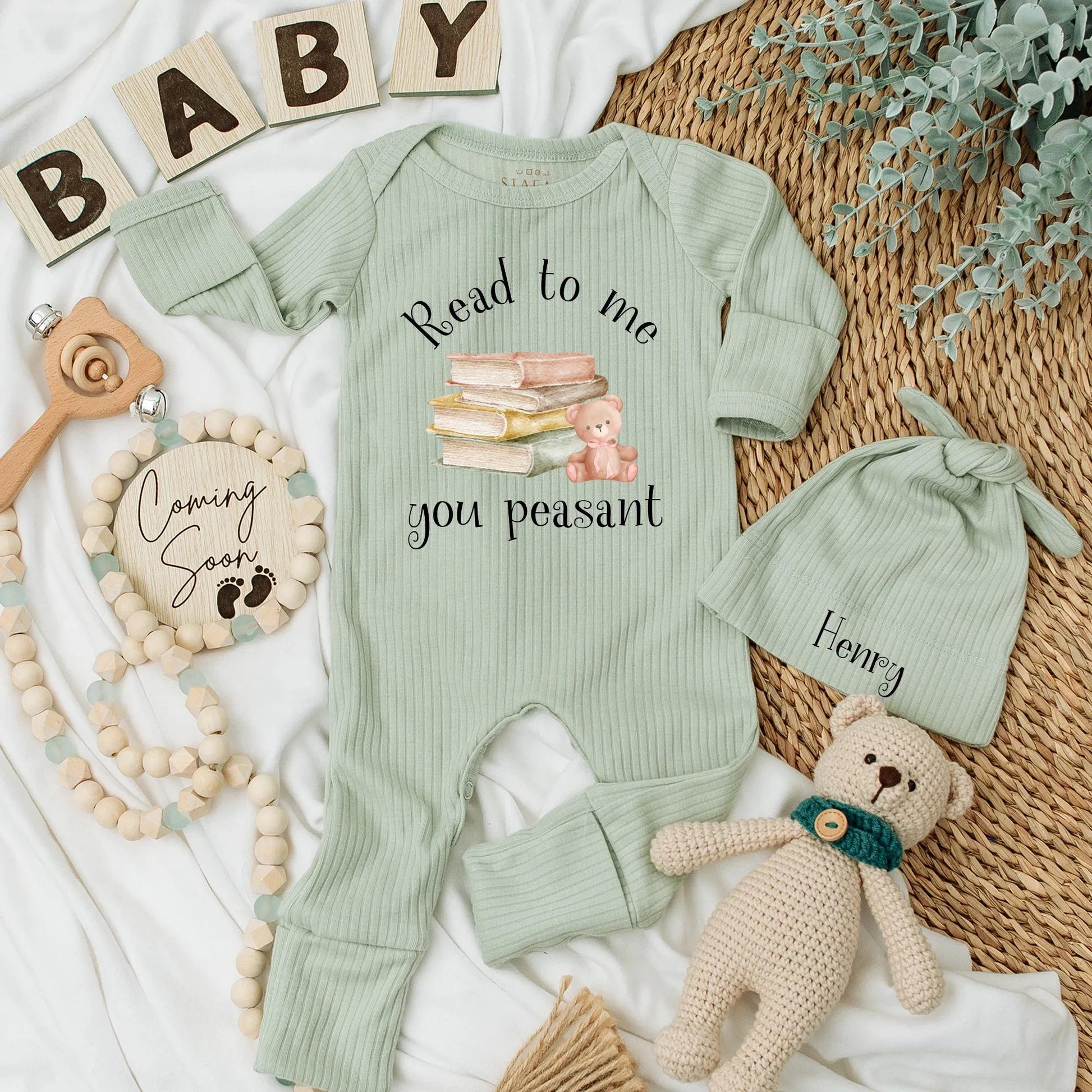 Funny Read to Me You Peasant Baby Bodysuit Book Lover Newborn Outfit with Cute Teddy Bear Design for Shower Gift and Coming Home