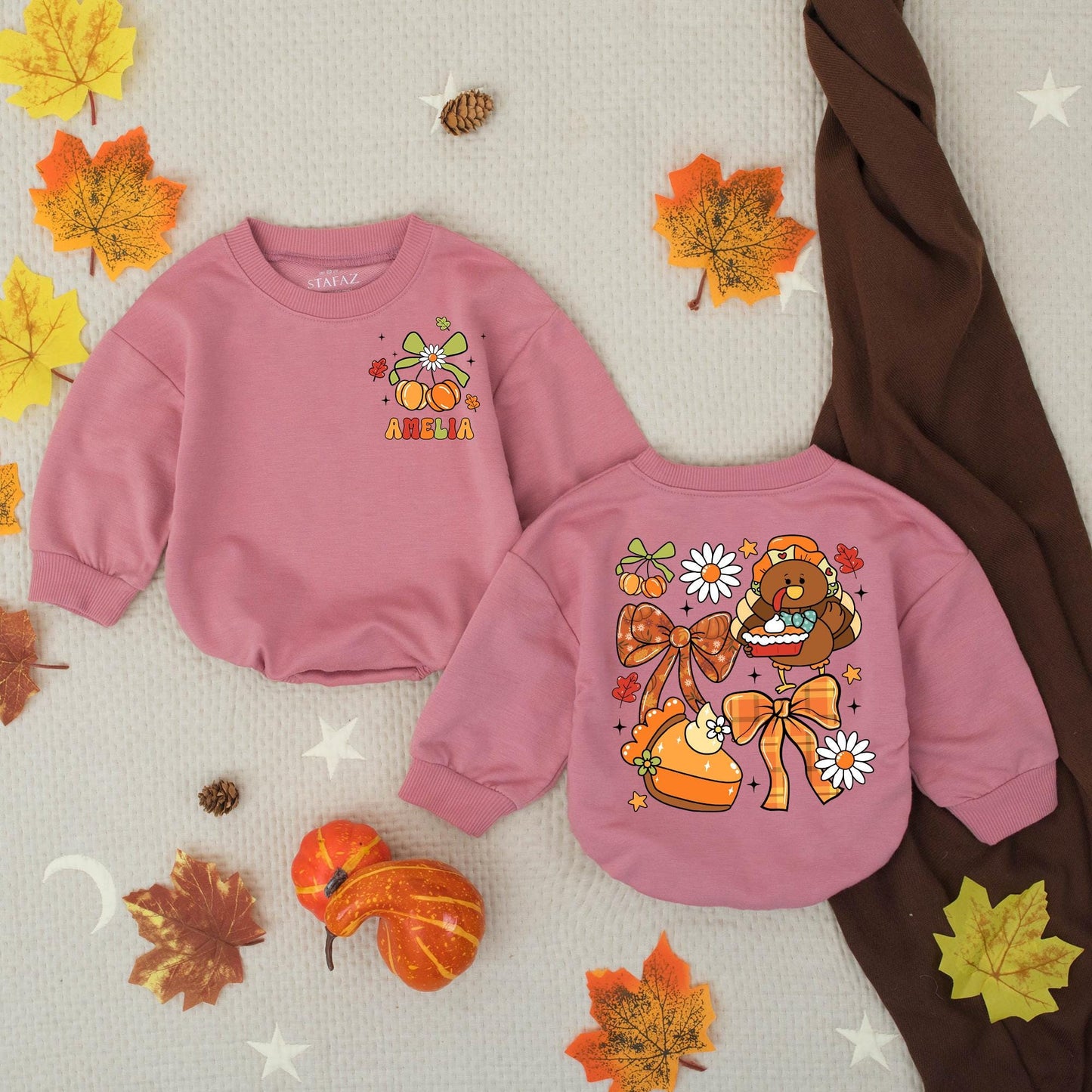 Personalized Baby Girl Thanksgiving Gobble Til You Wobble Romper Fall Turkey Pumpkin Vintage Floral Autumn Infant Toddler Outfit