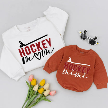 Personalized Hockey Mom Mimi Shirt Game Day Hockey Sweatshirt Mom and Mimi Hockey Matching Set Gift for Mimi