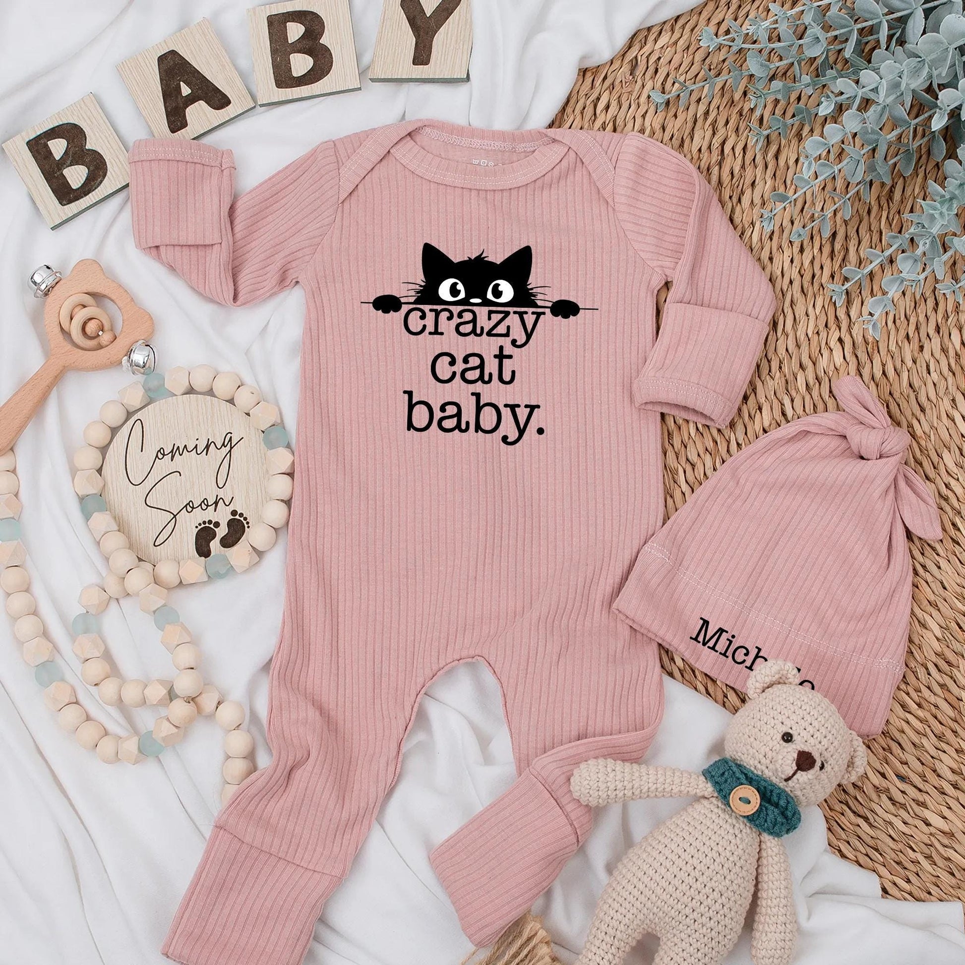 Crazy Cat Baby Bodysuit, Cute Kitten Newborn Outfit, Funny Cat Baby Shower Gift, Personalized Animal Clothes, Gender Neutral
