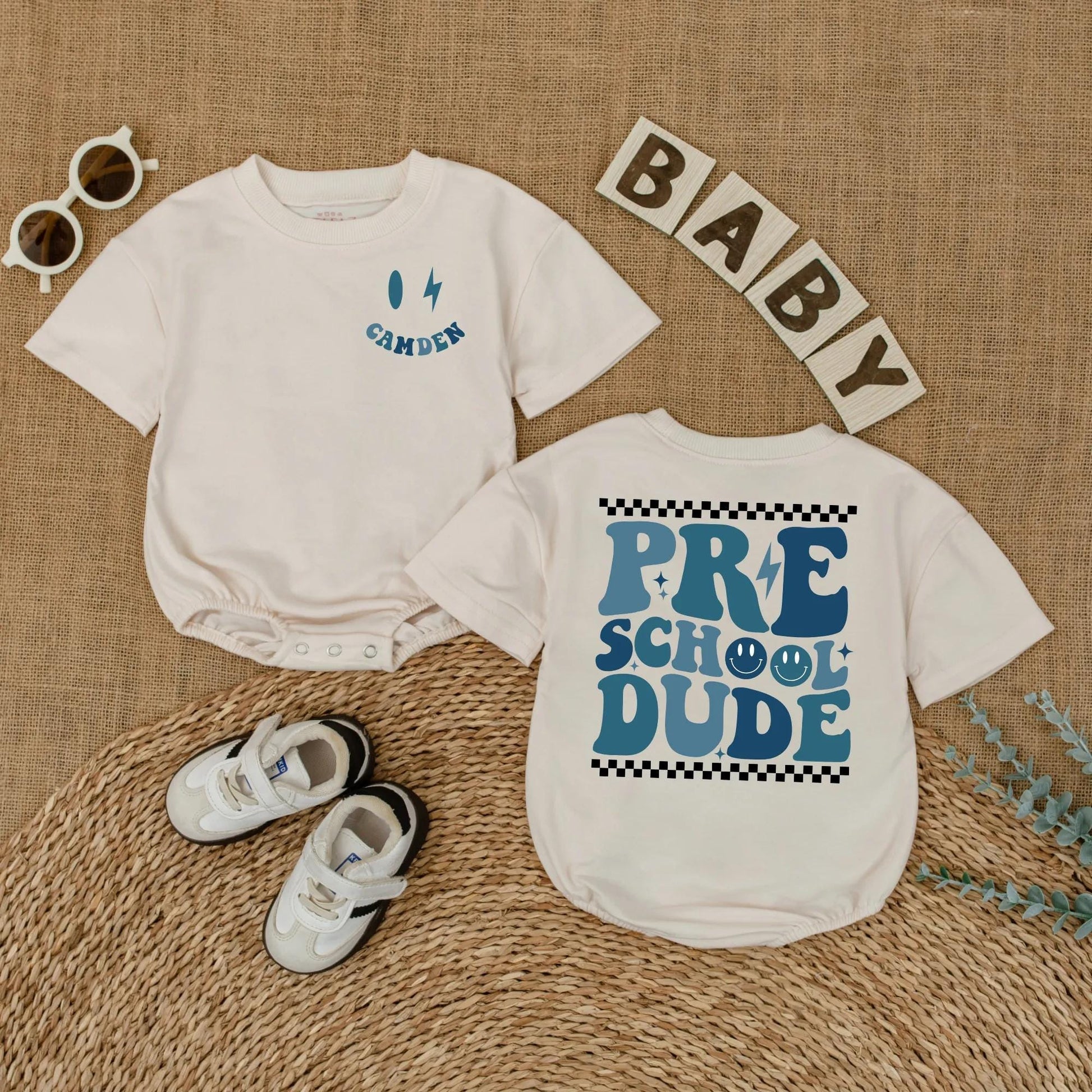 Custom Name Preschool Dude Toddler T-shirt Back to School Outfit for Boys First Day of School Cute Kindergarten Shirt Gift