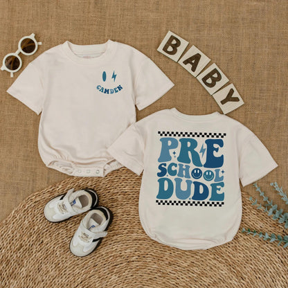 Custom Name Preschool Dude Toddler T-shirt Back to School Outfit for Boys First Day of School Cute Kindergarten Shirt Gift