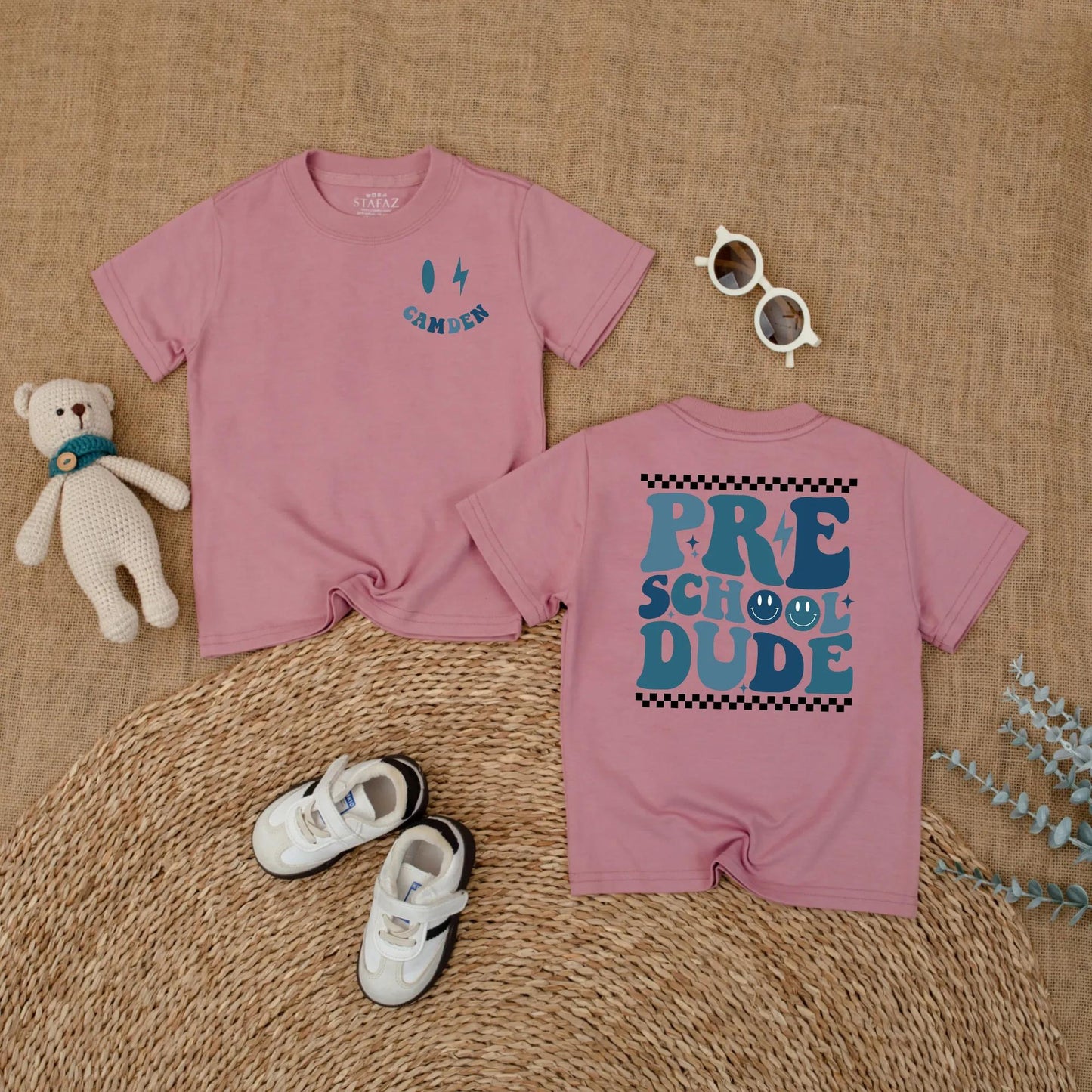 Custom Name Preschool Dude Toddler T-shirt Back to School Outfit for Boys First Day of School Cute Kindergarten Shirt Gift