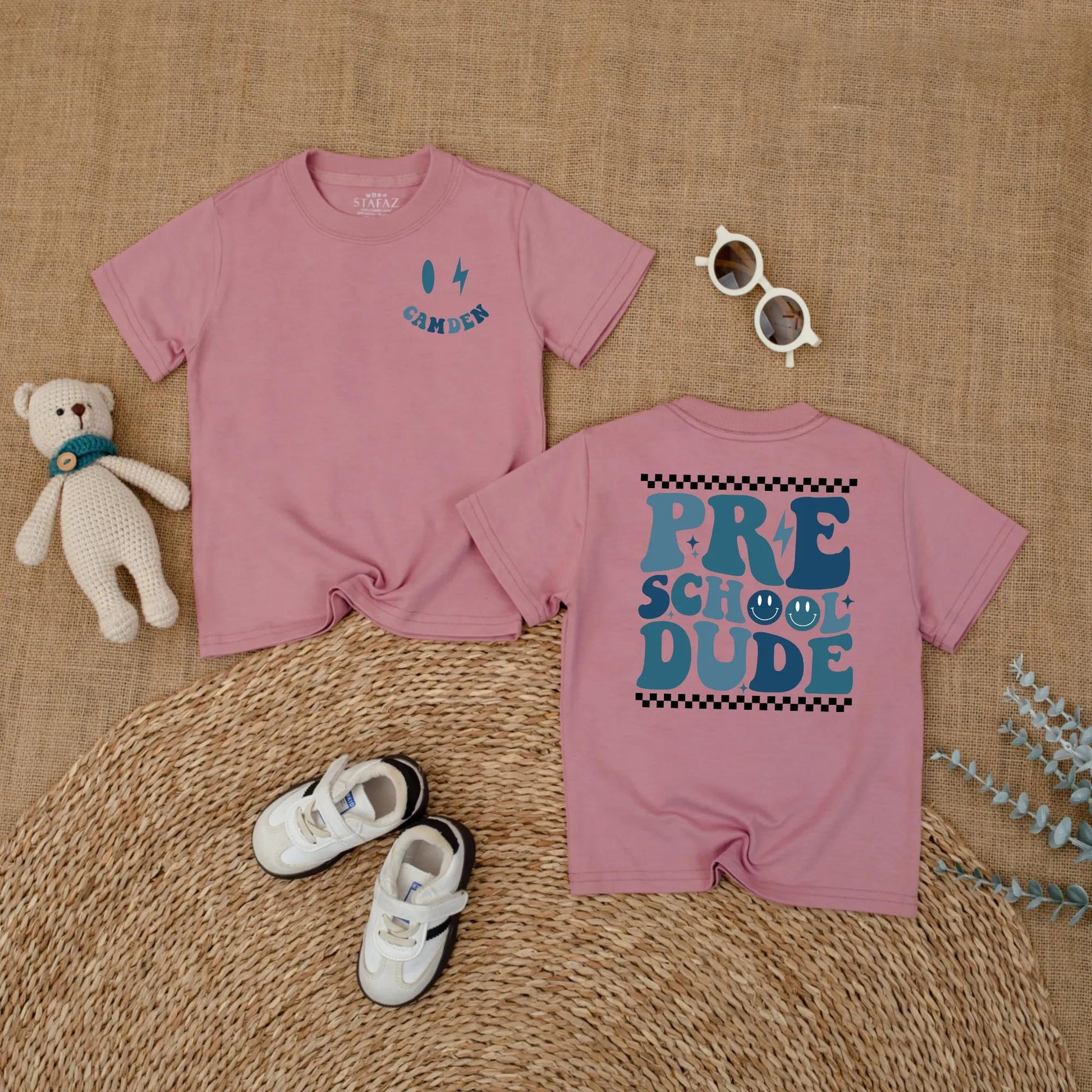 Custom Name Preschool Dude Toddler T-shirt Back to School Outfit for Boys First Day of School Cute Kindergarten Shirt Gift