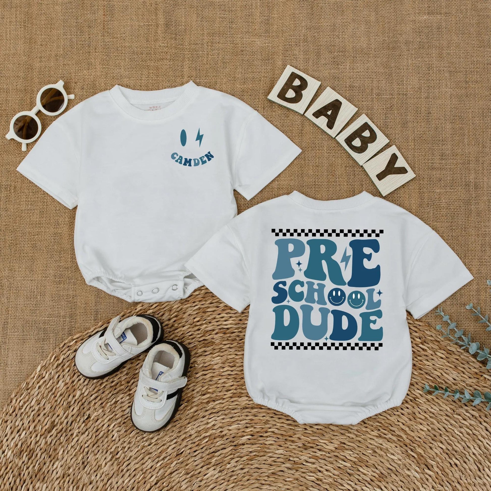 Custom Name Preschool Dude Toddler T-shirt Back to School Outfit for Boys First Day of School Cute Kindergarten Shirt Gift