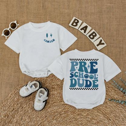 Custom Name Preschool Dude Toddler T-shirt Back to School Outfit for Boys First Day of School Cute Kindergarten Shirt Gift
