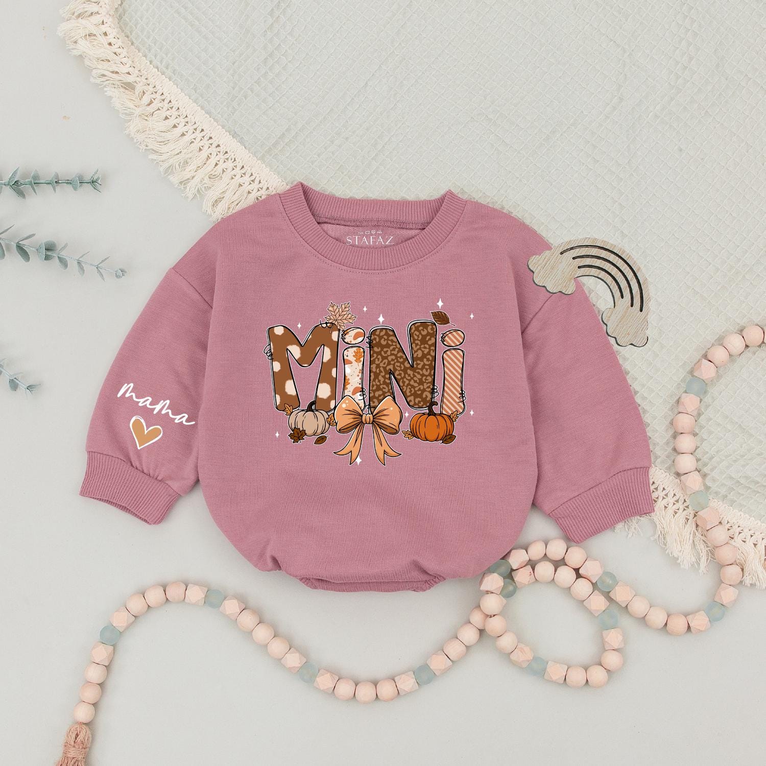 Mama Mini Fall Sweatshirts Cozy Autumn Matching Outfits with Pumpkin Bow Design for Mommy and Me