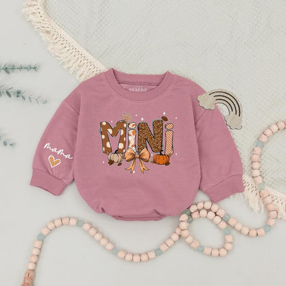 Mama Mini Fall Sweatshirts Cozy Autumn Matching Outfits with Pumpkin Bow Design for Mommy and Me