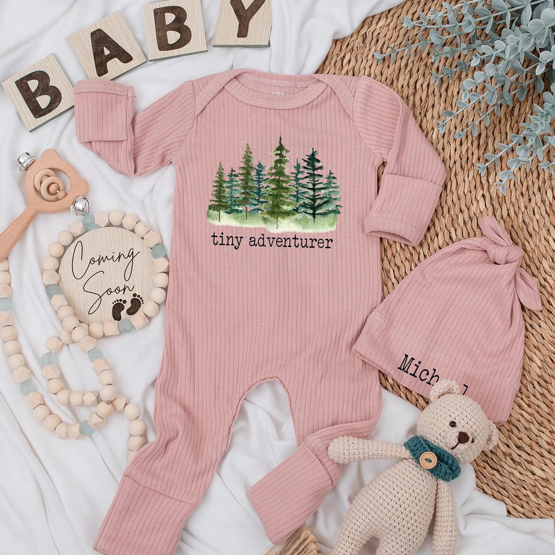 Tiny Adventurer Baby Bodysuit, Watercolor Forest Design, Cute Nature Newborn Outfit, Woodland Romper, Soft Cotton Adventure Baby Shower Gift 138 chars