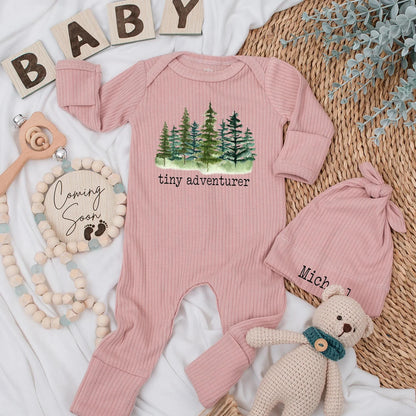 Tiny Adventurer Baby Bodysuit, Watercolor Forest Design, Cute Nature Newborn Outfit, Woodland Romper, Soft Cotton Adventure Baby Shower Gift 138 chars