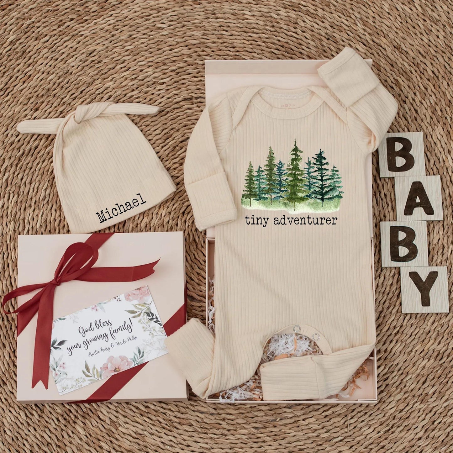 Tiny Adventurer Baby Bodysuit, Watercolor Forest Design, Cute Nature Newborn Outfit, Woodland Romper, Soft Cotton Adventure Baby Shower Gift 138 chars