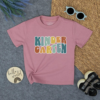 Groovy Kindergarten Shirt Retro First Day Outfit Back to School Tee Colorful Letters Toddler Girl Pre-K 1st Grade Clothes Comfortable Cotton Cute 139 chars