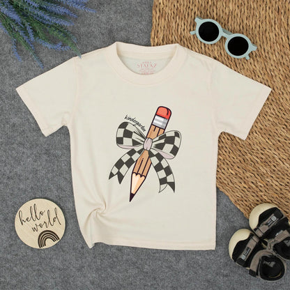 Kindergarten Girl Retro Pencil First Day Outfit Toddler Custom School Shirt Gift Back to School Tee
