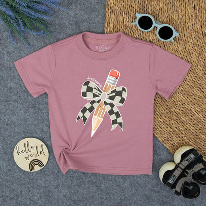 Kindergarten Girl Retro Pencil First Day Outfit Toddler Custom School Shirt Gift Back to School Tee