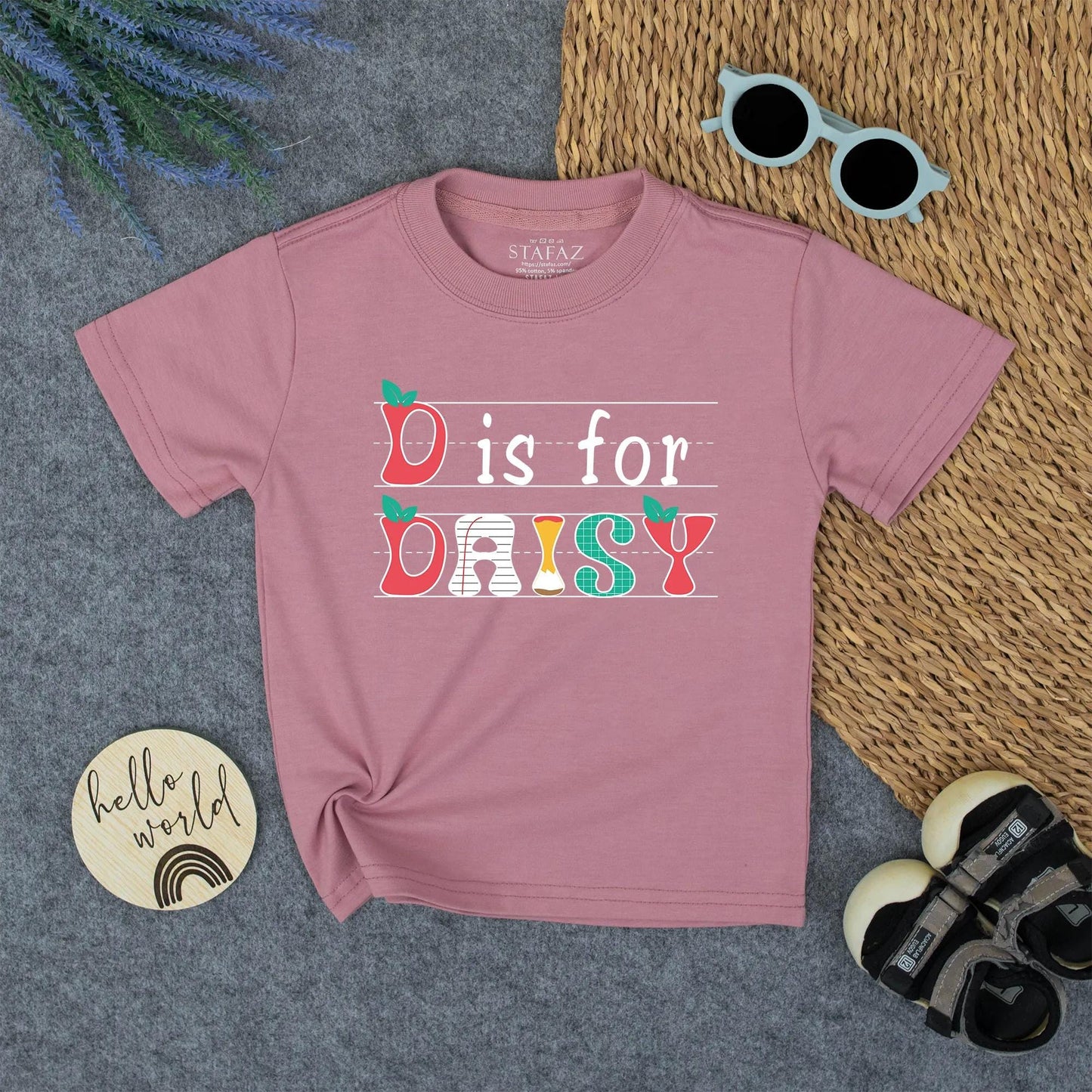 Custom Kids Name School Shirt - Back to School Tee for Toddlers & Kindergarteners with Name, Alphabet Design Cotton
