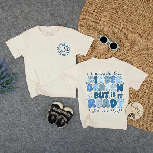 Kindergarten Ready Peace Sign Retro First Day of School Tee Funny Toddler Back to School Outfit