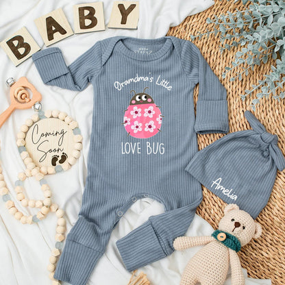Grandma's Little Love Bug Baby Bodysuit, Pink Ladybug Outfit, Custom Newborn Gift, Baby Girl Clothes, Cute Baby Shower Gift