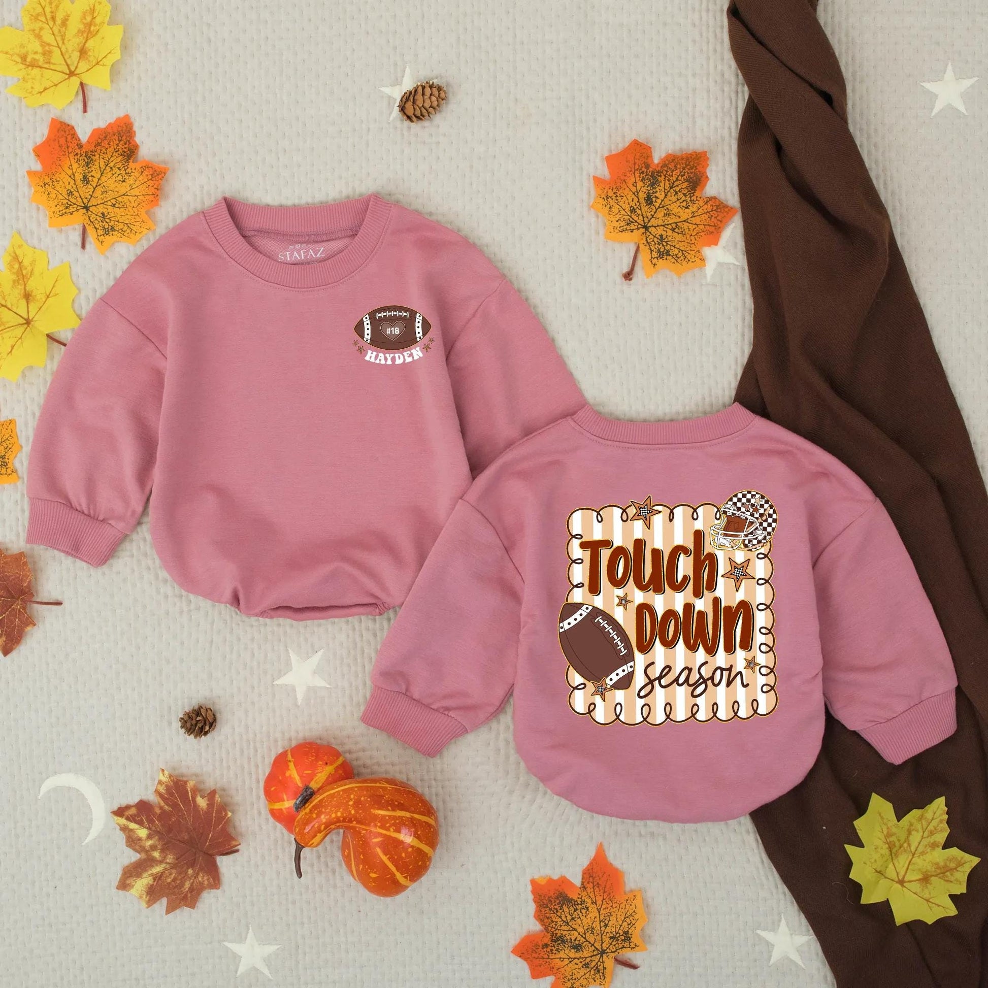 Hayden's Touchdown Season Romper & Tee Set, Game Day Baby Outfit, Football Lover, Sport Toddler Clothes, Brown, White, Tan, Perfect for Little Football Fans (139)