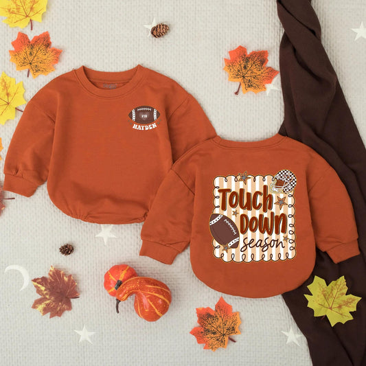 Hayden's Touchdown Season Romper & Tee Set, Game Day Baby Outfit, Football Lover, Sport Toddler Clothes, Brown, White, Tan, Perfect for Little Football Fans (139)