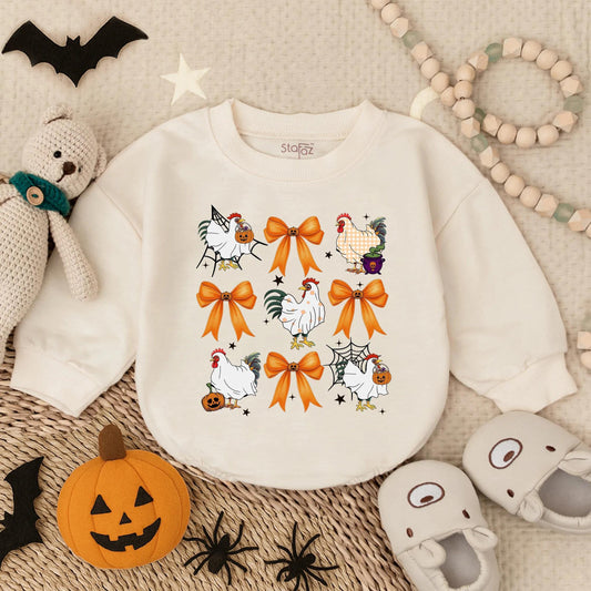 Spooky Chicken Halloween Baby Romper, Funny Farm Animal Infant Outfit, Toddler Fall Bodysuit, Cute Baby Chick Costume, Holiday Baby Gift
