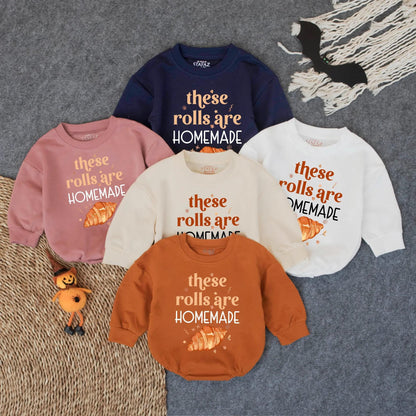 These Rolls Are Homemade Baby Bubble Romper First Thanksgiving Outfit Fall Infant Clothes Cute Croissant Design