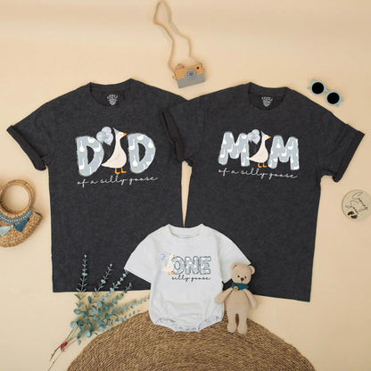 Silly Goose First Birthday Matching Family Shirts Adorable Goose with Balloons Outfit 1st Birthday Boy Baby Celebration