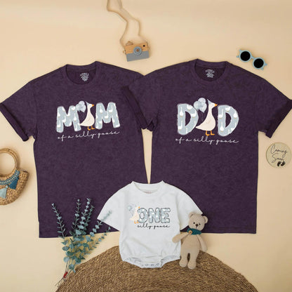 Silly Goose First Birthday Matching Family Shirts Adorable Goose with Balloons Outfit 1st Birthday Boy Baby Celebration