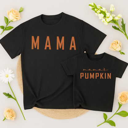 Mama and Mama's Pumpkin Matching Fall Shirts Mommy and Me Outfits Rust Orange Cotton Comfortable