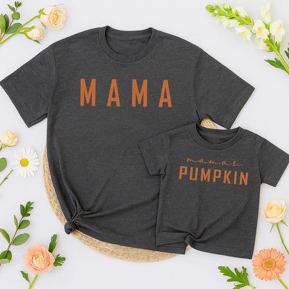 Mama and Mama's Pumpkin Matching Fall Shirts Mommy and Me Outfits Rust Orange Cotton Comfortable
