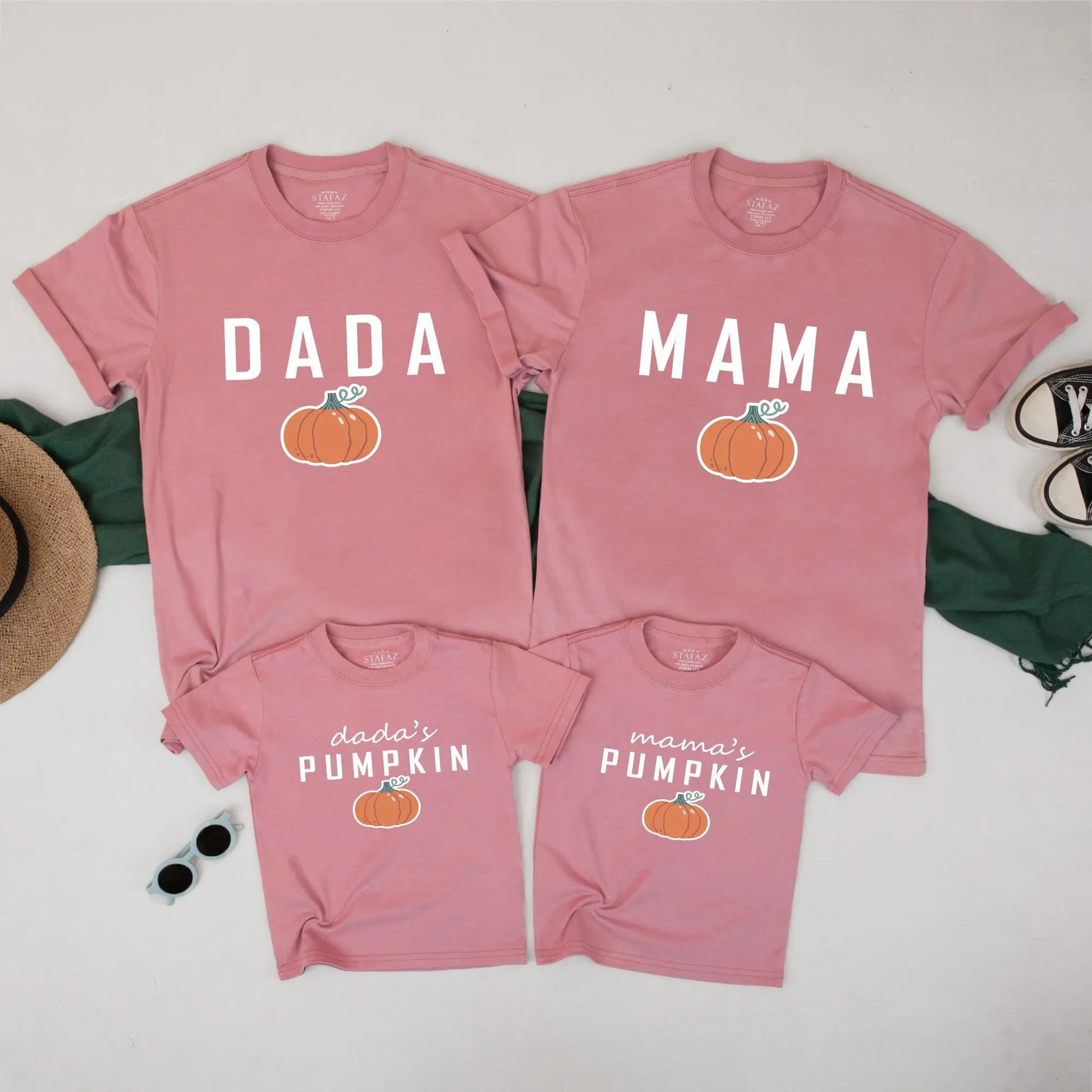 Matching Family Fall Pumpkin Shirts, Mama Dada Thanksgiving Tees, Cute Autumn Outfit Set, Harvest Season, Comfy Cotton Top for Baby, Toddler, Kids (139 chars)