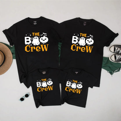 The Boo Crew Halloween Family Matching Shirts Cute Ghost Pumpkin Spooky Outfit Custom Fall Tees for Kids and Parents