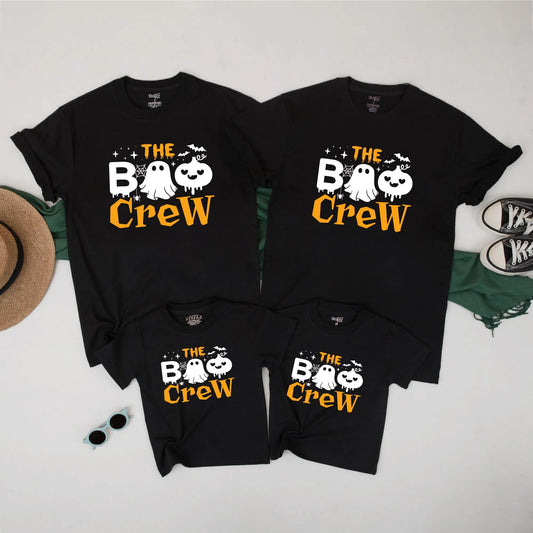 The Boo Crew Halloween Family Matching Shirts Cute Ghost Pumpkin Spooky Outfit Custom Fall Tees for Kids and Parents