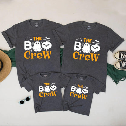 The Boo Crew Halloween Family Matching Shirts Cute Ghost Pumpkin Spooky Outfit Custom Fall Tees for Kids and Parents